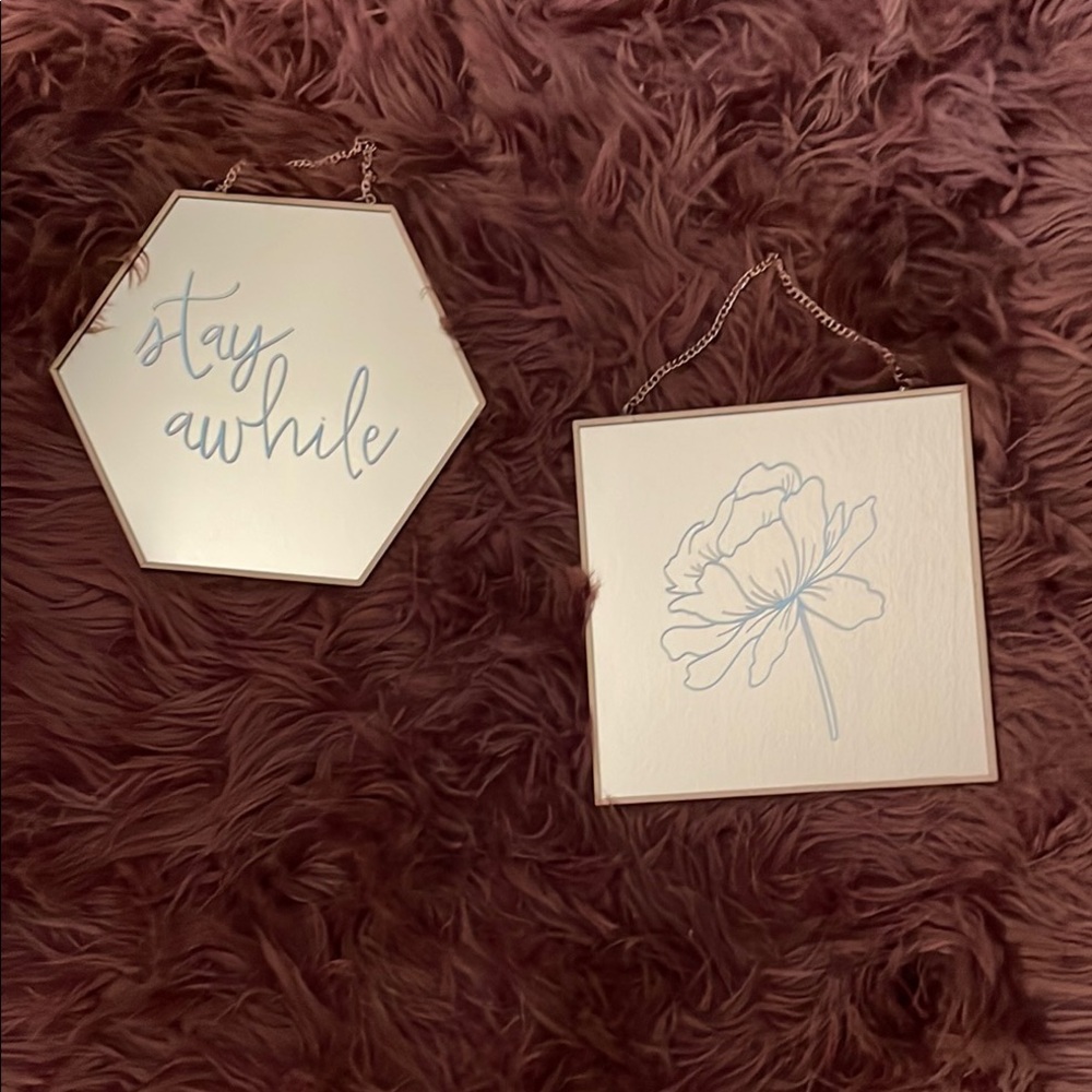Hobby lobby Hexagonal and Square Wall Art Set - White and rose gold